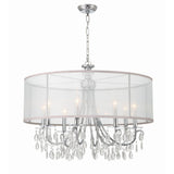 Hampton Silk-Shade Crystal Chandelier 32'' Polished Chrome
