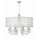 Hampton Silk-Shade Crystal Chandelier 32'' Polished Chrome