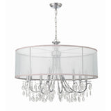 Hampton Silk-Shade Crystal Chandelier 32'' Polished Chrome