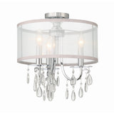 Hampton Silk-Shade Crystal Semi-Flush Mount 14'' Polished Chrome