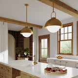 Harper Pendant Light Medium Aged Gold Opal Glass By Alora Lifestyle View