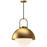 Harper Pendant Light Medium Aged Gold Opal Matte Glass By Alora