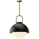 Harper Pendant Light Medium Matte Black Opal Matte Glass By Alora