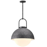 Harper Pendant Light Medium Steel Shade Opal Matte Glass By Alora