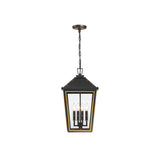 Hawkins Outdoor Hanging Lantern 12'' Matte Black + Textured Gold