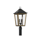 Hawkins Outdoor Post Lantern 12'' Matte Black + Textured Gold