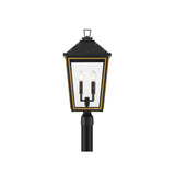 Hawkins Outdoor Post Lantern 12'' Matte Black + Textured Gold