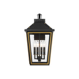 Hawkins Outdoor Wall Lantern 12'' Matte Black + Textured Gold