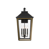 Hawkins Outdoor Wall Lantern 15'' Matte Black + Textured Gold