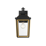 Hawkins Outdoor Wall Lantern 7.25'' Matte Black + Textured Gold