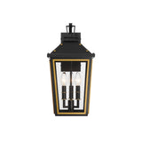 Hawkins Outdoor Wall Lantern 9.5'' Matte Black + Textured Gold