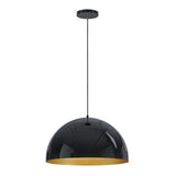 Hemisphere Pendant Light by ET2 - 24 Inch Gloss Black / Gold