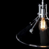 Henry Glass Shade Pendant detail in Sterling, Clear Glass, by Hubbardton Forge