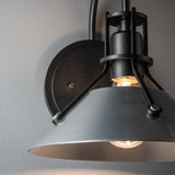 Henry Metal Shade Wall Sconce Small detail in Black, Sterling, by Hubbardton Forge