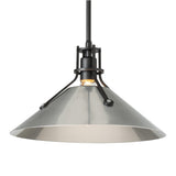 Henry Steel Shade Pendant, shown in Black, Sterling, by Hubbardton Forge