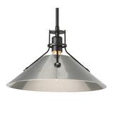 Henry Steel Shade Pendant, shown in Black, Sterling, by Hubbardton Forge