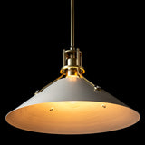 Henry Steel Shade Pendant detail in Modern Brass, White, by Hubbardton Forge