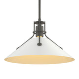 Henry Steel Shade Pendant in Natural Iron, White by Hubbardton Forge