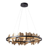 Hildene Circular LED Pendant, shown in Black, Soft Gold, by Hubbardton Forge