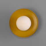 Honey Yellow Aosta Brass Disc Bathroom Wall Light by Mullan Lighting