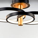 Hoopla Semi Flush Mount 3 Lights Black Gold By ET2 - Detailed View