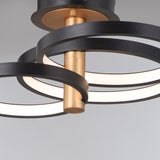 Hoopla Semi Flush Mount 3 Lights Black Gold By ET2 - Front View1