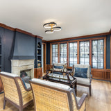 Hoopla Semi Flush Mount 3 Lights Black Gold By ET2 - Lifestyle View1