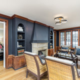 Hoopla Semi Flush Mount 3 Lights Black Gold By ET2 - Lifestyle View