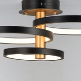 Hoopla Semi Flush Mount 3 Lights Black Gold By ET2 - Side View