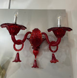 Red Murano Wall Sconce by Sylcom | FLOOR MODEL