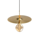 Ico Pendant Light by Cerno in spun solid brass, shown with a round Edison bulb