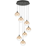 Iissa 7 Light Suspension Black Amber By Eurofase - Front View