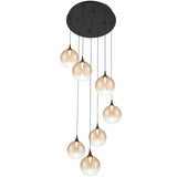 Iissa 7 Light Suspension Black Amber By Eurofase - With Light