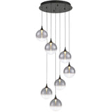 Iissa 7 Light Suspension Black Smoked By Eurofase - Front View