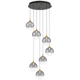 Iissa 7 Light Suspension Gold Smoked By Eurofase - Front View