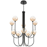 Iissa Chandelier 10 Lights Black Amber By Eurofase - Front View