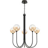 Iissa Chandelier 5 Lights Black Amber By Eurofase - Front View