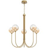 Iissa Chandelier 5 Lights Gold Amber By Eurofase - Front View