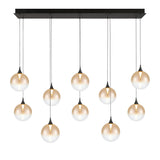 Iissa Linear Chandelier 10 Lights Black Globe Amber Glass By Eurofase