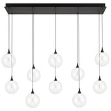 Iissa Linear Chandelier 10 Lights Black Globe Clear Glass By Eurofase1