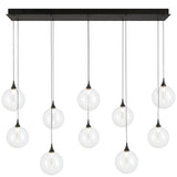 Iissa Linear Chandelier 10 Lights Black Globe Clear Glass By Eurofase