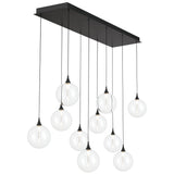 Iissa Linear Chandelier 10 Lights Black Globe Clear Glass By Eurofase Side View1