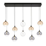 Iissa Linear Chandelier 10 Lights Black Globe Mixed Glass By Eurofase1