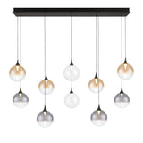 Iissa Linear Chandelier 10 Lights Black Globe Mixed Glass By Eurofase