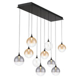 Iissa Linear Chandelier 10 Lights Black Globe Mixed Glass By Eurofase Side View1