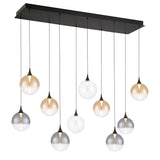 Iissa Linear Chandelier 10 Lights Black Globe Mixed Glass By Eurofase Side View