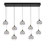 Iissa Linear Chandelier 10 Lights Black Globe Smoked Glass By Eurofase1