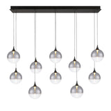 Iissa Linear Chandelier 10 Lights Black Globe Smoked Glass By Eurofase
