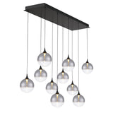 Iissa Linear Chandelier 10 Lights Black Globe Smoked Glass By Eurofase Side View1