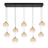 Iissa Linear Chandelier 10 Lights Gold Globe Amber Glass By Eurofase1